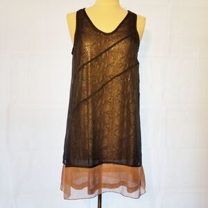 3/$15Easley Black & Rose Gold Sequined Top/Dress S